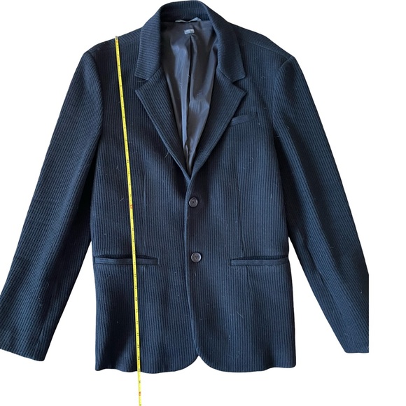 Armani Exchange Black Men's 100% Virgin Wool Knit Blazer Jacket Size Large - Picture 13 of 14